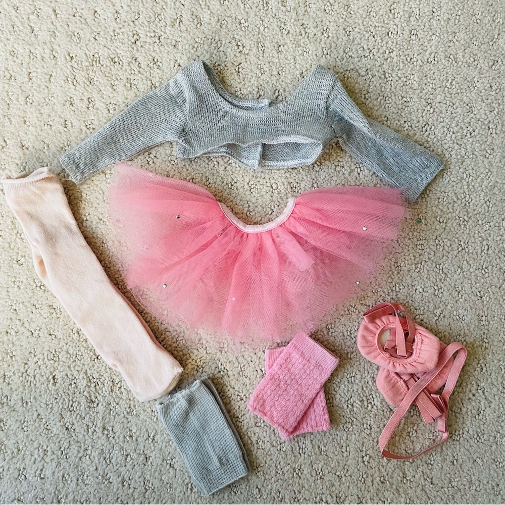 American Girl Pink and Gray Ballet Outfit Set